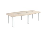 Table modulable Frégate 10 personnes peuplier piétement blanc