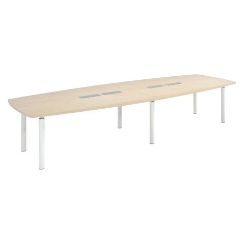 Mesa de reunión modulable Belem color álamo 380 cm patas blancas