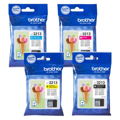 Pack Brother LC3213 4 cartridges 1 black + 3 colours for inkjet printer