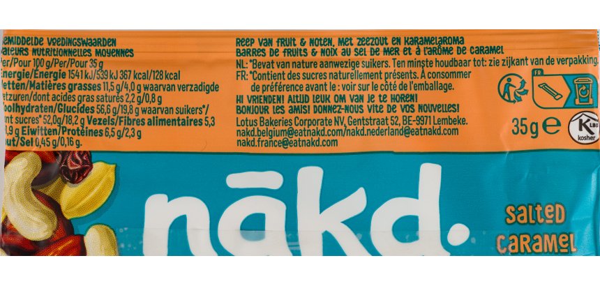 Barre fruits secs caramel beurre salé sans gluten Nakd - 35 g