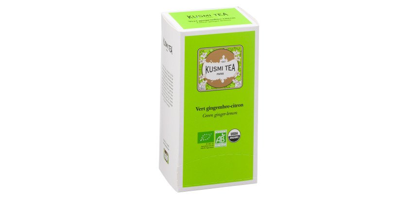 Thé vert gingembre citron Bio Kusmi Tea - Boîte de 25 sachets