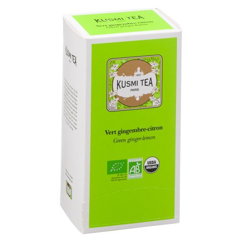 Té Verde Orgánico de Jengibre y Limón Kusmi Tea - Caja de 25 bolsas