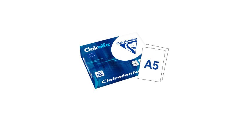 Ramette papier Clairefontaine Clairalfa A5 14,8 x 21 cm - 80 gr - 500 feuilles - blanc