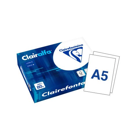 Ramette papier Clairefontaine Clairalfa A5 14,8 x 21 cm - 80 gr - 500 feuilles - blanc