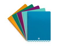 Blocco spiralato A5+ carta bianca 90g quadretti 5 mm con copertina in cartoncino laminato 5 pezzi in colori assortiti