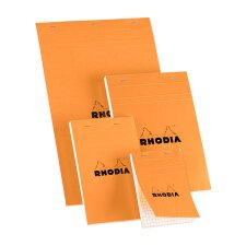 Pack 7 writing blocks Rhodia 14,8 x 21 cm stapled n° 16 orange - 5 x 5 - 80 sheets + 3 for free