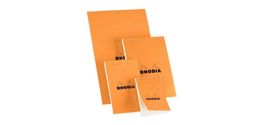 Pack 7 writing blocks Rhodia 14,8 x 21 cm stapled n° 16 orange - 5 x 5 - 80 sheets + 3 for free
