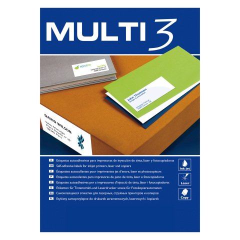 Etiquetas para impresora 63,5 x 38,1 mm Multi3 - Paquete de 100 hojas A4