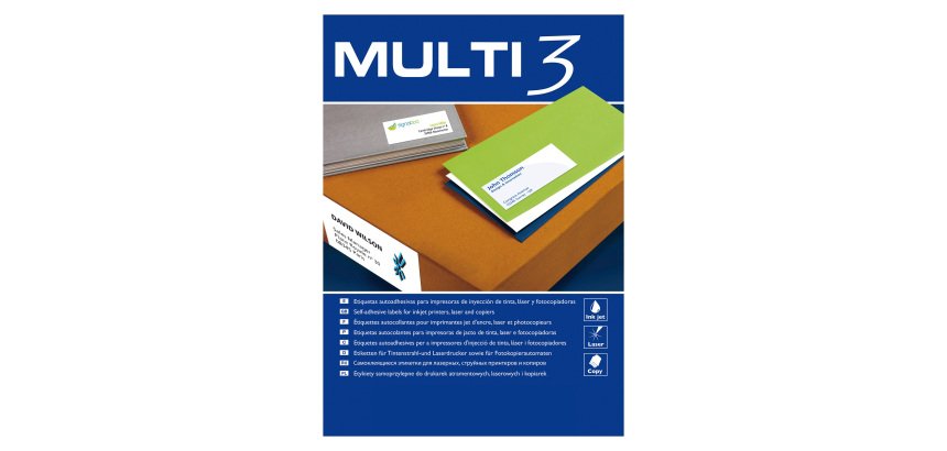 Etiquetas para impresora 70 x 42,4 mm Multi3 - Paquete de 100 hojas A4