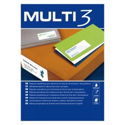 Etiquetas para impresora 63,5 x 72 mm Multi3 - Paquete de 100 hojas A4