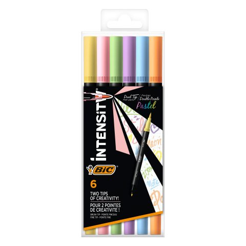 Rotuladores Doble Punta Intensity Bic- Bolsa 6 Colores Pastel