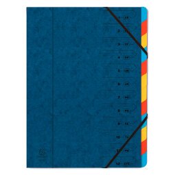 Carpeta clasificadora con gomas Exacompta A4 12 divisiones azul