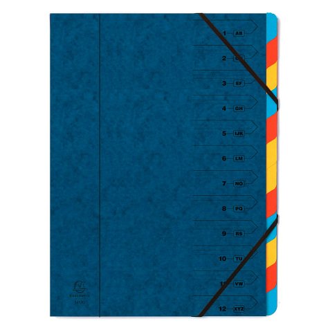 Carpeta clasificadora con gomas Exacompta A4 12 divisiones azul