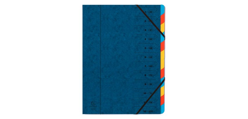 Carpeta clasificadora con gomas Exacompta A4 12 divisiones azul