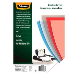 Cubiertas para encuadernar PVC 200 micras A3 transparente Fellowes - Paquete de 100