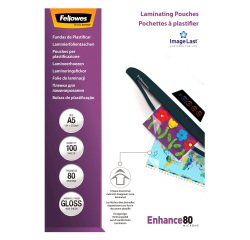 Pochettes de plastification Fellowes A5 80 µ brillantes - Boite de 100