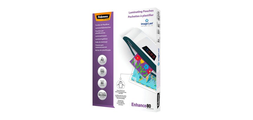 Box mit 100 Laminierfolien A5 80 µ glänzend Fellowes