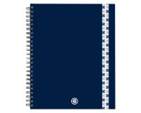 Blocco spiralato A5+ carta bianca 80g quadretti 5 mm 160 fogli con copertina in cartoncino rigido laminato blu notte