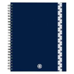 Blocco spiralato A5+ carta bianca 80g quadretti 5 mm 160 fogli con copertina in cartoncino rigido laminato blu notte