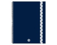 Blocco spiralato A4+ carta bianca 80g quadretti 5 mm 160 fogli con copertina in cartoncino rigido laminato blu notte