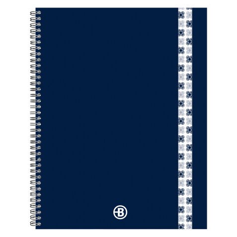 Blocco spiralato A4+ carta bianca 80g quadretti 5 mm 160 fogli con copertina in cartoncino rigido laminato blu notte