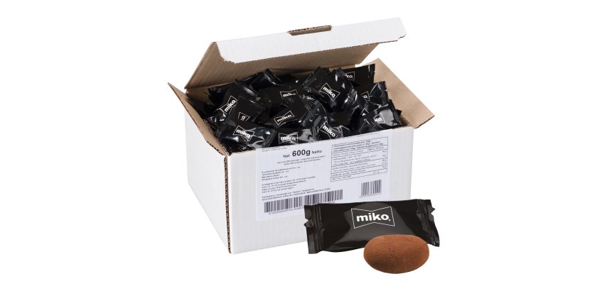 Amandines grillées enrobées de chocolat au lait Miko - Carton de 600 g - 200 pièces