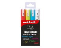 Rotuladores Tiza Uni-Ball Chalk Clásicos- punta conica- pack de 4
