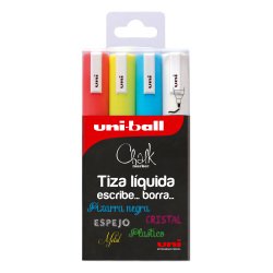 Rotuladores Tiza Uni-Ball Chalk Clásicos- punta conica- pack de 4