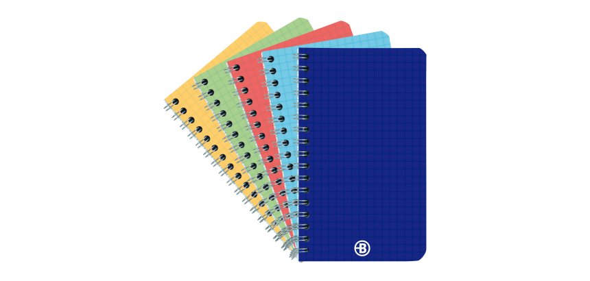 Carnet spirale acidulé Bruneau 9 x 14 cm petits carreaux 100 pages