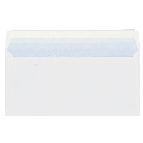 Sobre 110 x 220 mm presupuesto 80 g sin ventana banda protectora blanca - Caja de 500
