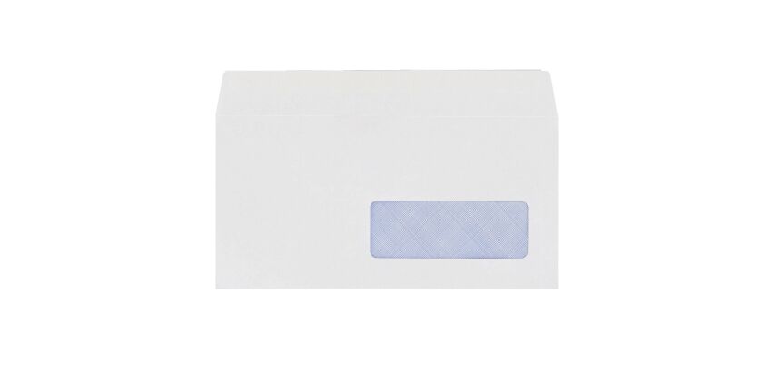 Enveloppe 110 x 220 mm Budget 80 g avec fenêtre 35 x 100 mm blanche - Boîte de 500