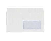 Sobre 110 x 220 mm presupuesto 80 g con ventana 45 x 100 mm auto blanco - Caja de 500