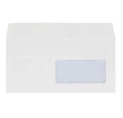 Envelop 110 x 220 mm budget 80 g met venster 45 x 100 mm wit - doos van 500