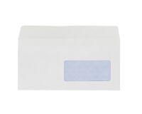 Envelop 110 x 220 mm budget 80 g met venster 45 x 100 mm met beschermstrook - doos van 500