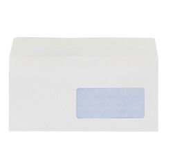 Envelope 110 x 220 mm budget 80 g window 45 x 100 white protective strip - Box of 500