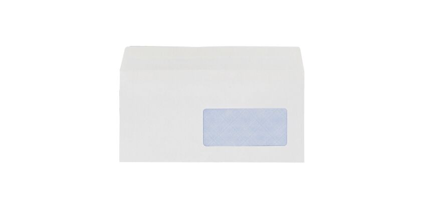 Enveloppe 110 x 220 mm budget 80 g fenêtre 45 x 100 bde protec. blanche - Boîte de 500