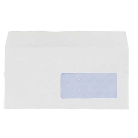 Sobre 110 x 220 mm presupuesto 80 g con ventana 45 x 100 banda protectora blanca - Caja de 500