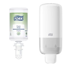 Jabón en espuma Tork Clarity - 6 Recargas de 1L + Dispensador GRATIS