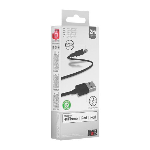 Cable USB/Apple Lightning TnB de 2 m color negro