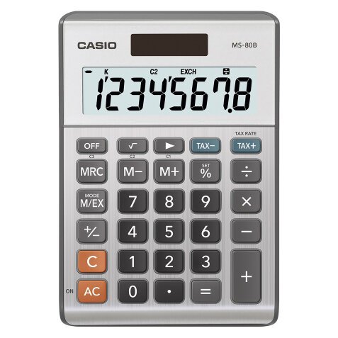 Casio Desktop Calculator MS-80B 8 Digit Display Silver