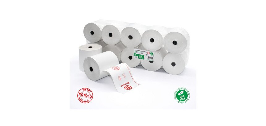 Rotoli registratori di cassa omologati 55 g/m² 80 mm x 80 m bianco 10 rotoli
