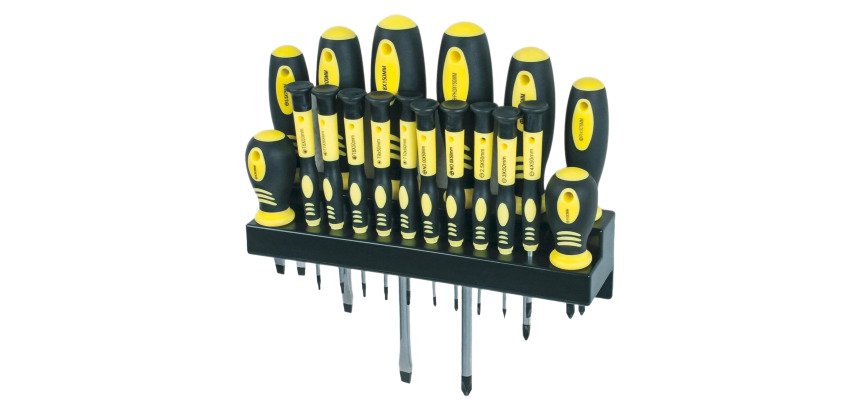 Jeu de tournevis 18 pièces, support mural