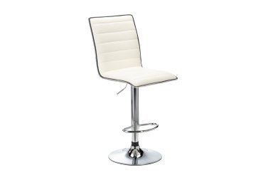 Chaise haute OZIO - simili cuir - dossier haut - repose pied - mécanisme haut/bas- pieds chromé