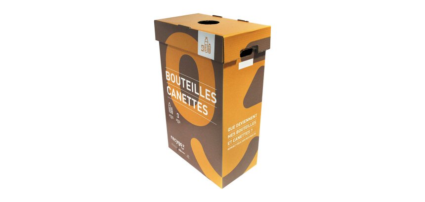 Boîte de collecte pour le tri et le recyclage des bouteilles en plastique et canettes - Lot de 3
