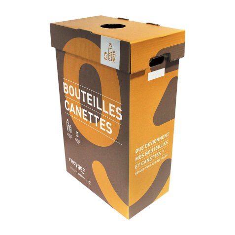 Boîte de collecte pour le tri et le recyclage des bouteilles en plastique et canettes - Lot de 3