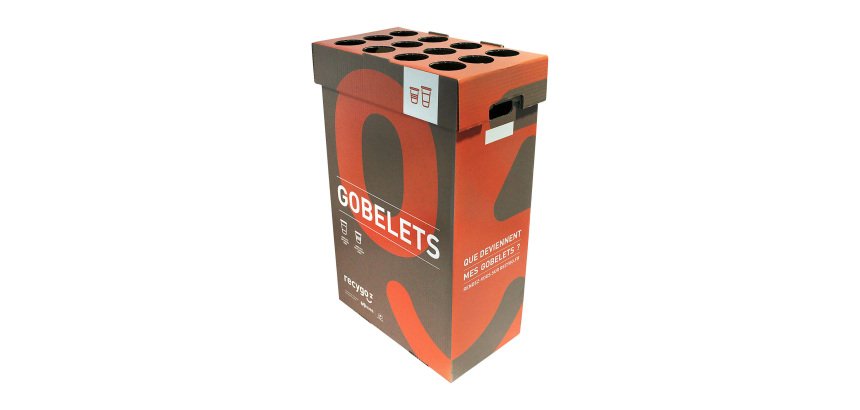 Service de collecte RECYGO - Boîte de collecte pour le tri et le recyclage des gobelets - Lot de 3 boîtes avec service inclus