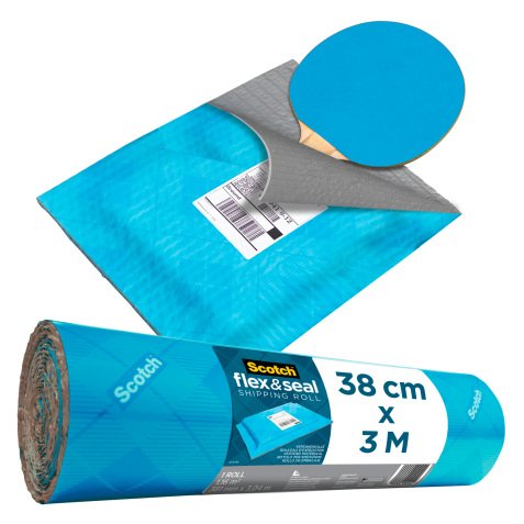 Scotch Flex and Seal Shipping Roll Blue 380mm x 3m, Easy Packaging Alternative to Postage Bags