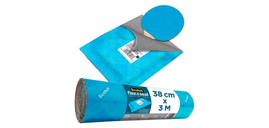 Scotch Flex and Seal Shipping Roll Blue 380mm x 3m, Easy Packaging Alternative to Postage Bags