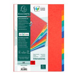 Divisori Exacompta in cartoncino lustré 225 g/m² A4 Assortiti 12 tasti neutri 18 fori