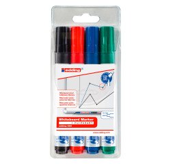 edding Whiteboard marker 660 Bullet tip Black / Blue / Red / Green Pack 4